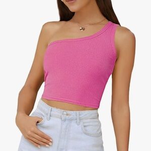 NWT Verdusa One Shoulder Crop Top Pink - Medium